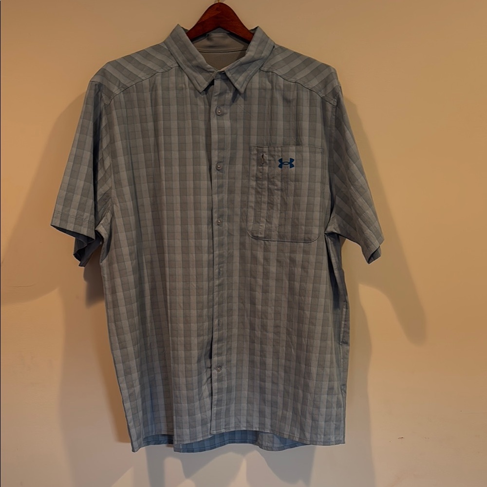 Under Armour Men's Blue Checkered Shirt, size 2XL Big and Tall